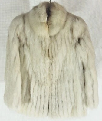 Vintage Saga Fox Fur Coat Wide Sleeves Short Overcoat Norway Blue Winter Jacket - Image 1 of 4