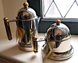 NEU Set 2 VEV INOX COLLEZIONE KONTESSA ESPRESSO Milchkännchen Zucker Messing & ST SL - Bild 1 von 6