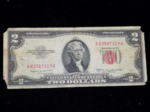 1953 B $2 2 Dollar Red Seal Note A 63587319 A - Picture 1 of 1