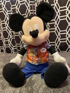 Mickey Mouse Plush Disney Parks Cast Member Plaid Vest Striped Shirt 15” - Picture 1 of 7