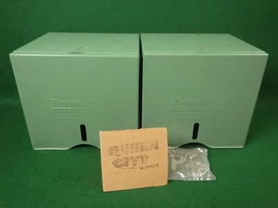 Par de Dispensadores de Pañuelos/Servilletas Kimberly Clark MCM Caja de Metal Verde Nuevo de Colección Foto 1 de 4