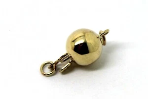 Genuine 9ct Yellow Gold 7mm Plain Ball Pearl Clasp - Picture 1 of 6