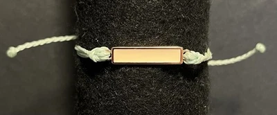 Pura Vida Bracelet Aqua Unbraided Cord W/ Cream Enameled Gold Rectangle Charm - Изображение 1 из 4