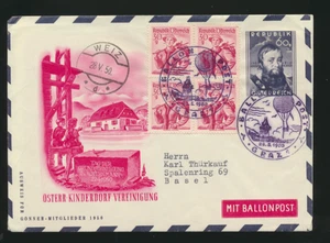 4. Children's Village Balloon Post 1950 Graz on Postal Stationery Envelope Andreas Hofer - Picture 1 of 2