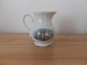 Vintage Crown Bavaria Porcelain Milk Jug Winter Scene by Avon - Picture 1 of 6