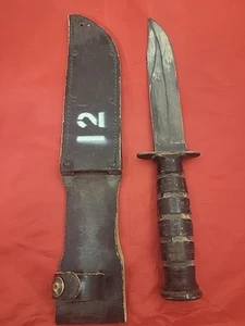 US CAMILLUS Mark 2 MK2 Military Fighting Combat Knife, W/Leather Sheath - Picture 1 of 7