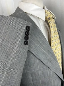 Oxxford Clothes Men’s Gray Glen Check Super 100 Wool Suit Sz 42 L Pants 34 X 32 - Picture 1 of 13