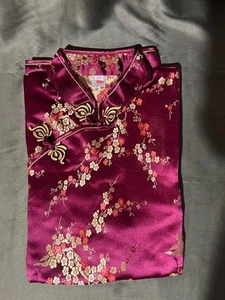 Traditional Chinese Silk Blouse - Maroon w/Floral Pattern - Size 3XL Kids - New - Picture 1 of 3
