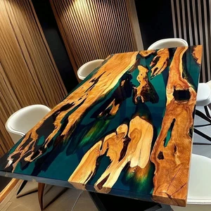 Custom Walnut Epoxy River Dining Table | Handmade Clear Black Resin Table Top - Picture 1 of 4
