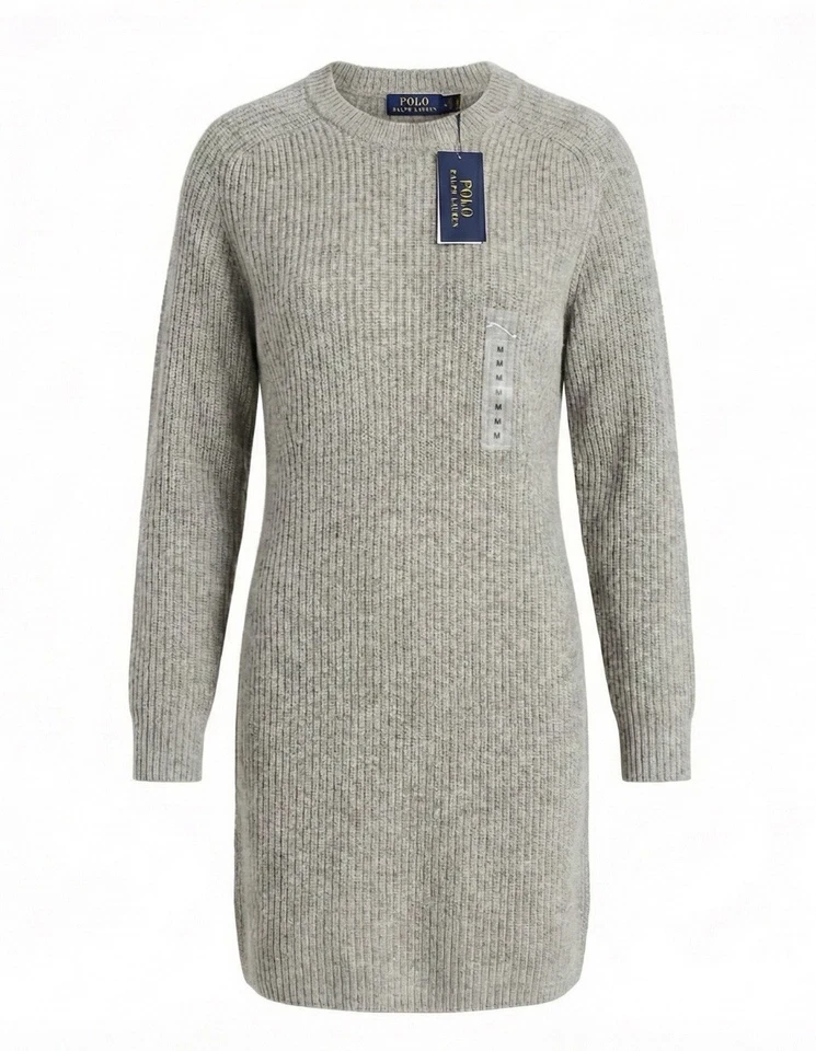 Vestido Suéter Polo Ralph Lauren Gris Rasgado Mezcla Lana Mediano Foto 1 de 4