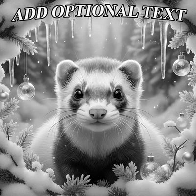 Christmas Laser Engraved Winter Ferret Wood Plaque 10x10 Personalized Gift - Image 1 of 4