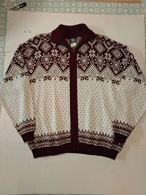 Cárdigan de Colección John Blair Fair Isle Estampado Tejido con Cremallera Granate Para Hombre Bolsillos XL EE. UU. Foto 1 de 4