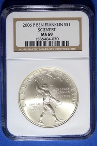 2006 P NGC MS69 Franklin Tercentenary Commemorative Silver Dollar #B50711 - Picture 1 of 2