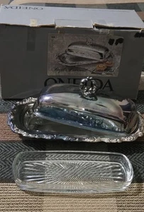 Vintage 1990 ONEIDA Royal Provincial Butter Dish 3-pc Silverplated USA Patina - Picture 1 of 21