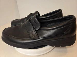 ECCO Soft Leather Shoe Black Hook/Loop Strap Sneaker Herren Size 12 EU 46 - Bild 1 von 10