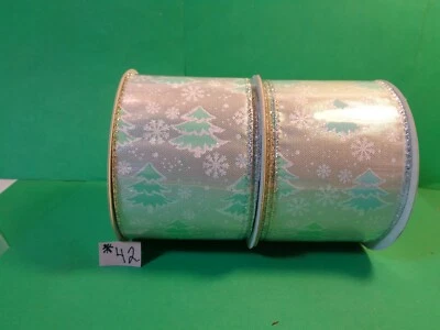 Christmas Ribbon w/Wire Edge 2.5"x 48ft. Christmas Tree 2 x 24ft. = 2.5 x 48ft - Image 1 of 4