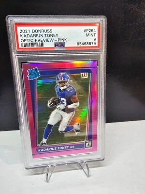 Kadarius Toney Rookie 2021 Panini Donruss Optic Pink Holo Prizm  RC PSA 9 - Image 1 of 3