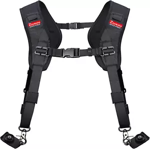 Double Shoulder Camera Strap Harness Quick Release Adjustable Dual Camera Tether - Picture 1 of 6