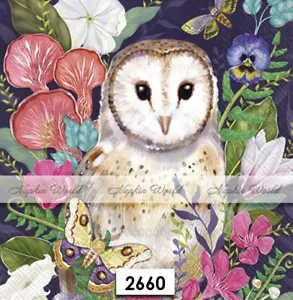 (2660) TWO Paper LUNCHEON Decoupage Art Craft Napkins - BARN OWL, BIRD of PREY - Picture 1 of 3