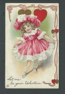 1917 PPC A Valentine Wish W/Girl Embossed - Picture 1 of 1