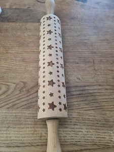 Christmas stars rolling pin, wooden - Picture 1 of 9