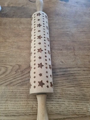 Christmas stars rolling pin, wooden - Image 1 of 4