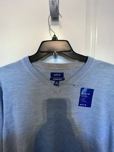 Apt.9 Seriously Soft Merino Wool Knit V neck Sweater Mens XXL Baby Blue - Picture 1 of 6
