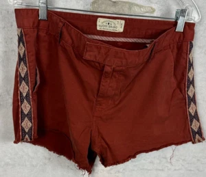 Lucky Brand Sienna Chino shorts Rust Santa Fe Aztec Print raw hem Womens Size 10 - Picture 1 of 8