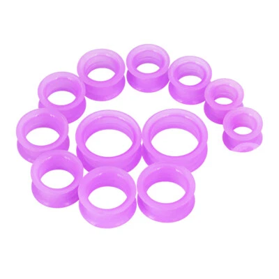 12-24PCS Large Ear Stretching Kit Acrylic Luminous Taper&Silicone Tunnels Set - Image 1 of 4