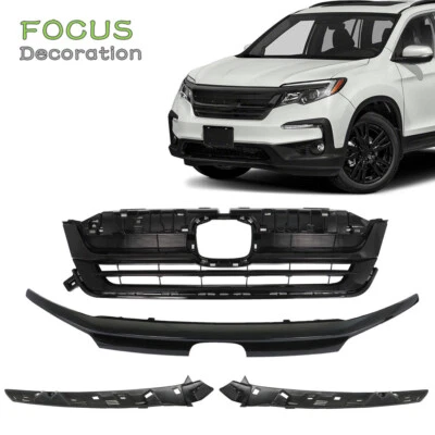 Conjunto de parrilla superior delantera negra para Honda Pilot 2019-2021 HO1210158 Foto 1 de 4