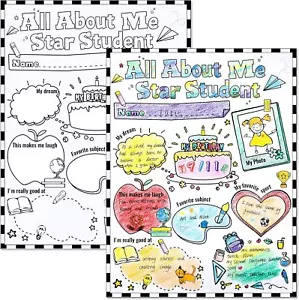 40 Packs All About Me Posters, Star Student of the Week School Poster white  - Picture 1 of 7