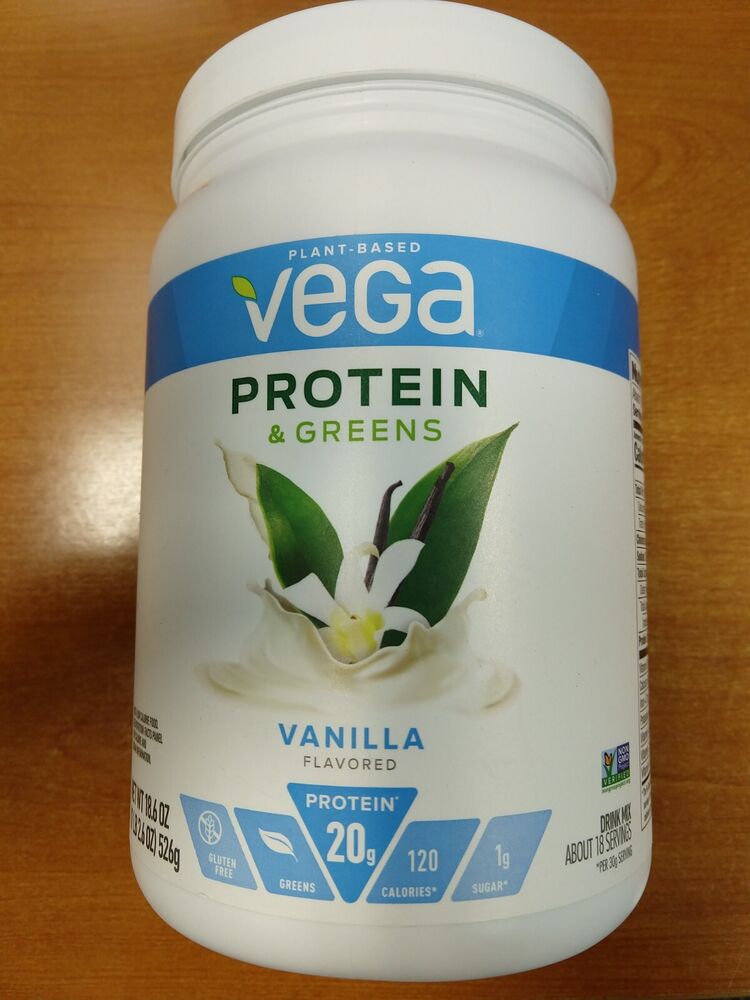 Vega Protein and Greens Protein Powder, Vanilla 1.2lbs. Exp. 9/13/23 E4A