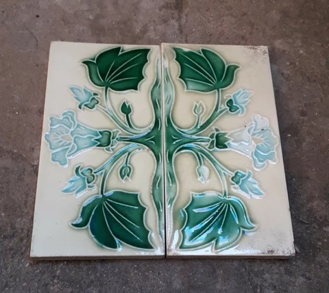 2 PCS LOT RARE CERAMIC TILES PORCELAIN VINTAGE ART JAPAN  TILES T.P MARK Cover