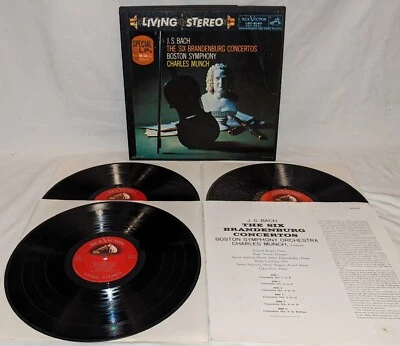 RCA LSC-6140 Bach SIX BRANDENBURG CONCERTOS Munch BSO stereo 1958 insert 3X LP - Image 1 of 4