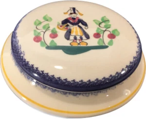 Vintage Ceramic Rouen France Round Lidded Trinket Dusting Powder Pottery Box - Picture 1 of 10