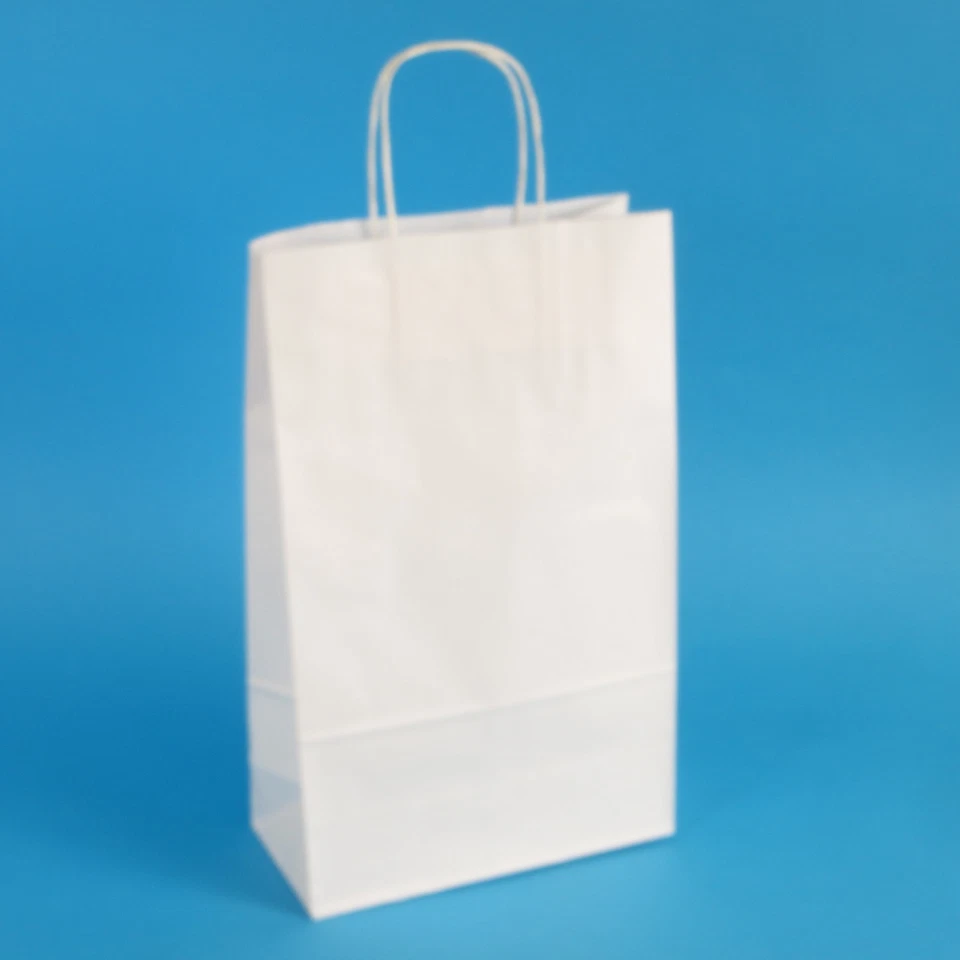 200 Premium Papiertragetaschen Papiertüten weiß mit Kordel 22+10x36cm 90g/m² - Bild 1 von 1