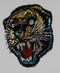 Pailletten Patch: Bunter Tigerkopf - Bild 1 von 1