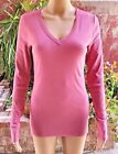 Gap Womens V-neck T-shirt Size Small Rose Red Long Sleeve Fitted Stretch New Nwt