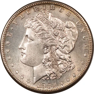 1882-S MORGAN DOLLAR MINT ERROR - MAJOR OBV STRIKE-THROUGH LOOKS GEM BUT CLEANED - Picture 1 of 2
