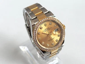 2021 ROLEX DATEJUST 36 126283RBR STAINLESS STEEL YELLOW GOLD DIAMOND WATCH SET - Picture 1 of 18