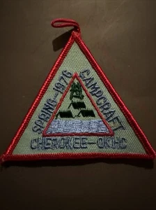 1976 Spring Campcraft Cherokee OKHC RED Border Loop On Top Of Triangle BSA Patch - Photo 1/4