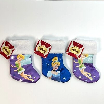 DISNEY (2) TINKER BELL/ (1) CENICIENTA Mini Vacaciones 7" Medias de Navidad NUEVO Foto 1 de 4
