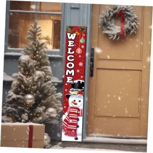 Christmas Snowman Porch Sign Wooden Winter Front Door Decoration Winter  - Picture 1 of 7