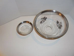 Georges Briard Silver Damask Salad or Chip and Dip Bowl with small Dip Bowl - Picture 1 of 6