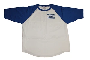 Assholess Live Forever ALF Jersey Style Tshirt XXXL weiß royalblau Ärmel neu ohne Etikett - Bild 1 von 8