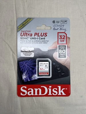 SanDisk Ultra Plus SDHC UHS-I Card, 32GB Memory Card - NEW In Retail Package - Image 1 of 2