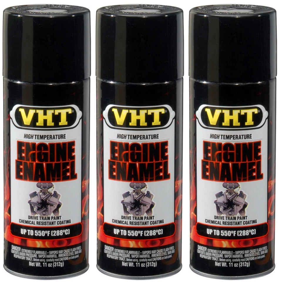 Pintura VHT de alta temperatura VHTSP124 (PAQUETE DE 3); esmalte de motor 11 oz negro brillante 550 ° F Foto 1 de 1