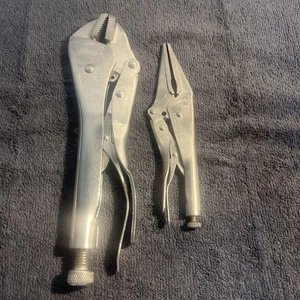 Vtg Craftsman Locking Pliers 9-45349 6 1/2" Needle Nose & 9" Straight Jaw - Picture 1 of 12