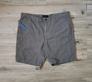 NEU John Varvatos Herren Chino Shorts 38 x 9 grün normale Passform Leinenmischung S179W1B - Bild 1 von 8