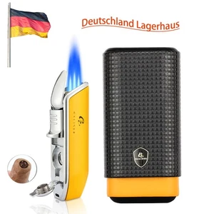 Galiner Leder Zigarrenetui Humidorhalter 3Zigarren Feuerzeuge Zigarettenanzünder - Bild 1 von 12